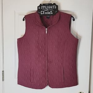 Jane Ashley Medium Vest Plum Purple Quilted Puffy